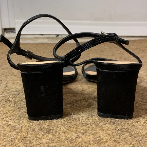 Jewel Badgley Mischka Omari Il Buckle-Detail Satin Block Heels Size 9 - Picture 13 of 13